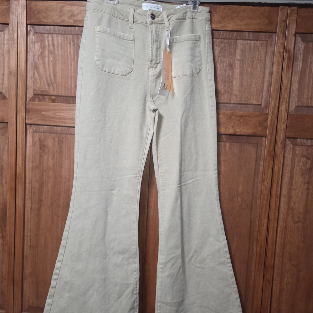 Wide Leg Cream Jeans